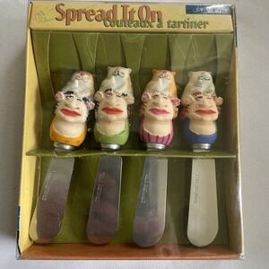 4 - Cat Lady Themed Cheese/Butter Spreaders Knives Stainless Blades Funny Gift